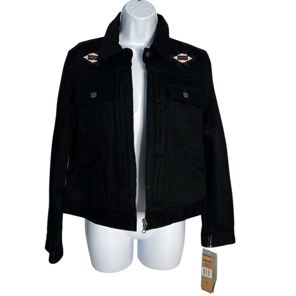 NWT Ralph Lauren Vintage Southwestern Navajo Black  Denim Jacket Beaded Size LP - Picture 2 of 11